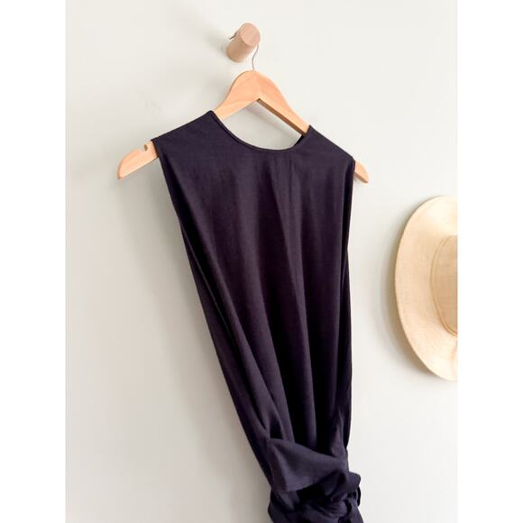 DÔEN | DOEN | Market Raw Silk Wrap Dress in Deep Ink | Sz S - Picture 3 of 7